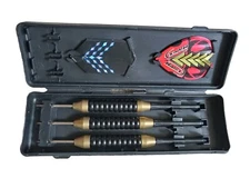 3x Halex Steel-Tipped Competition(?) Darts w Carry Case & Flights Brass Resin