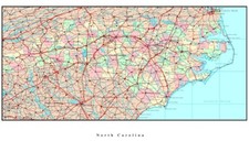 NORTH CAROLINA STATE ROAD MAP GLOSSY POSTER PICTURE PHOTO BANNER NC city 3395