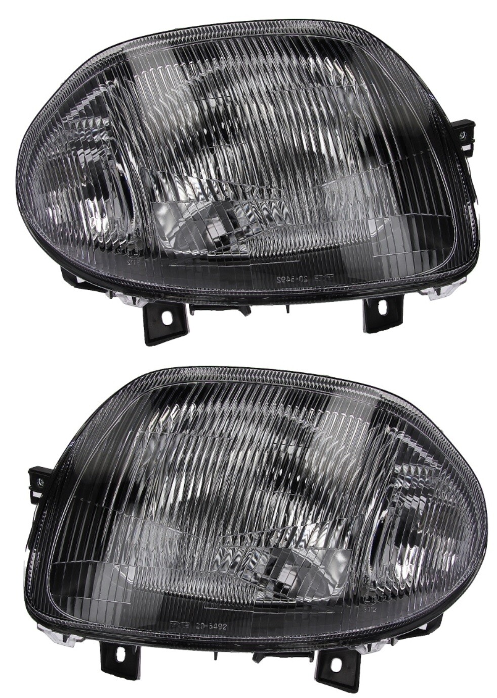 Paire d'optiques de phare H4 noir pour Renault Clio II 1998-2001 et Thalia