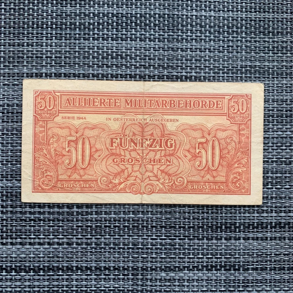 二战时代 1944 年盟军军事货币奥地利 50 奥地利格罗申钞票 二战 — 第 2/3 张图片