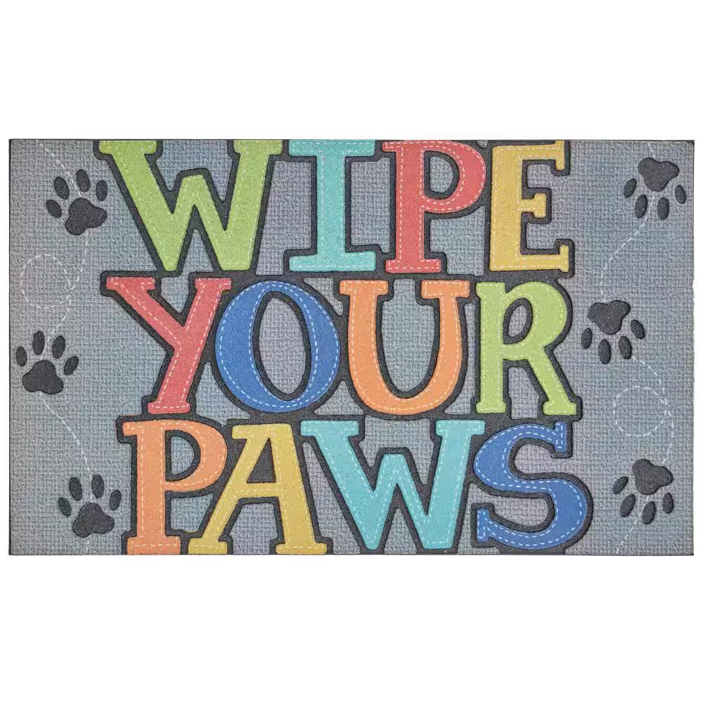 Paw Stitch Grey 18 In. X 30 In. Doorscapes Mat