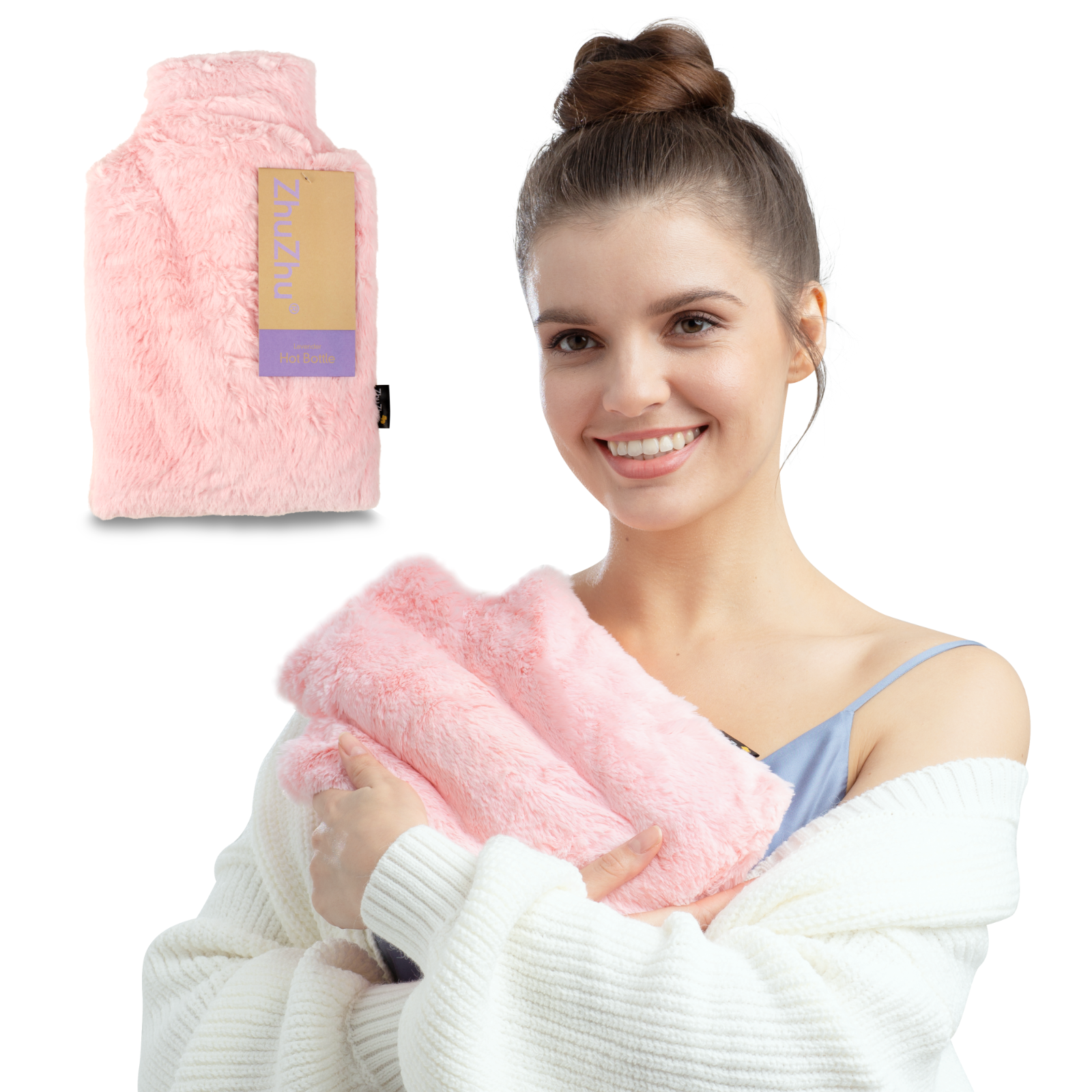 Zhu-Zhu Pink Plush Hot Bottle Body Warmer - Microwavable Wheat Bag Heat Pad