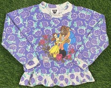 Rare Vintage Beauty And The Beast Kids 6X Sweatshirt Shirt 90s Belle Purple Rose