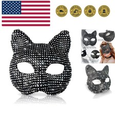 Cat Costume for Women - Collar Choker, Gloves, Rhinestone Mask, Tail  Access...