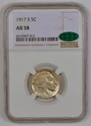 1917-S Buffalo Nickel from San Francisco Mint Graded AU58 by NGC & CAC Approved