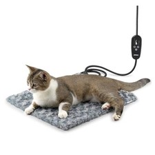 Adjustable Temperature Heated Cat Bed  Dog Heating Pad with M   17.5" x 15.7"