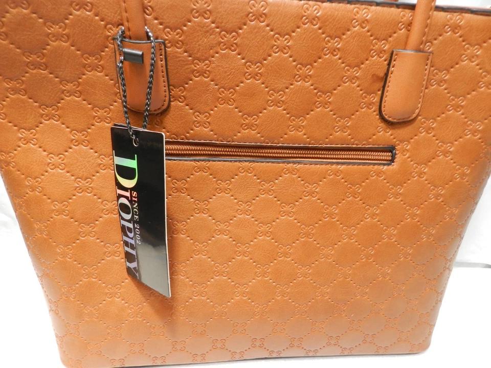 NUEVO Bolso de Mano Diophy Para Mujer Cuero Vegano Marrón con Correa y Cartera (X2K) Foto 4 de 4