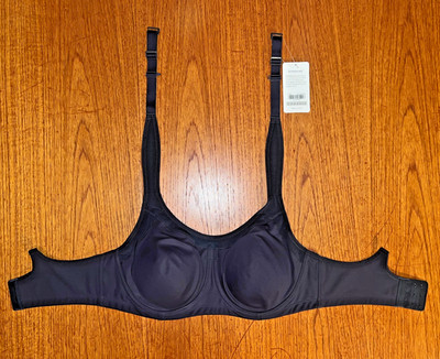 NWT! SYROKAN A269 Max Control U/Wire Sports Bra W/Removable Pads Black US Sz 36D