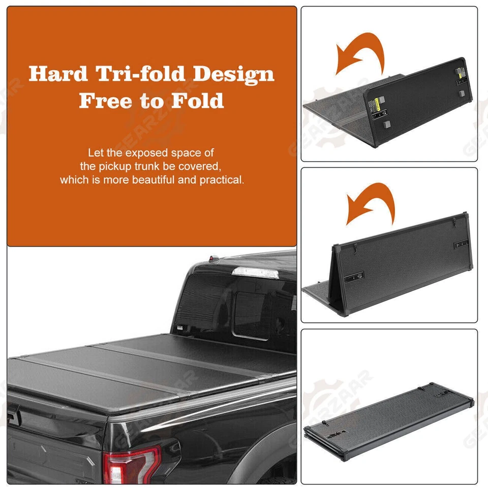 5.5FT Hard Tri-Fold Truck Bed Cover Tonneau Cover for 2022-2024 Toyota Tundra P - Image 4 of 4