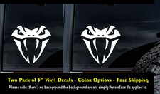 Snake Graphic Two Pack 5.5" Vinyl Decal Vehicles Any Flat Surface Color Options