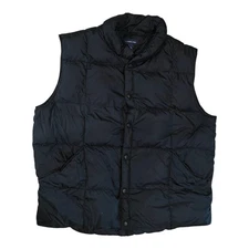 Land's End Men’s Down Puffer Vest Black Size XL Full Zip 2 Pockets