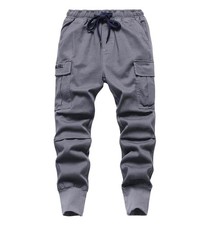 Boys Joggers Cargo Pants For Kids Drawstring Elastic Waist Cotton Twill