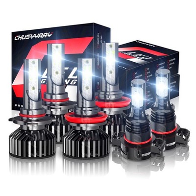 6X Combo LED Headlight Bulb High Low Beam+Fog Light for Chevy Tahoe 2015-19 HID