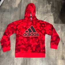 NWT Adidas Boys Large 14/16 Hoodie Vivid Red Camo Pullover AA7484T New with