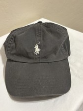 Polo Ralph Lauren Hat Cap Gray Grey White Pony Logo Adjustable Chino Cotton