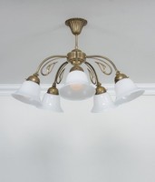 Premium Deckenlampe Messing Glas Weiß Wohnzimmer E27 L:72 Cm Deckenleuchte Flur