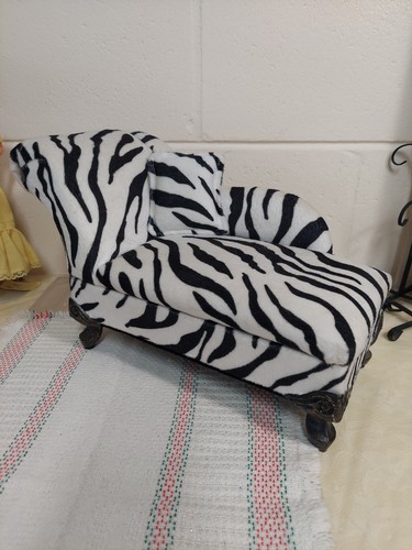 Zebra Striped Chaise Lounge Jewelry Trinket Box Can Use For Doll Display