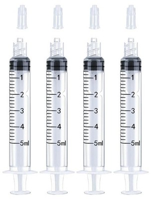5ml Luer Lock Syringe 4 Pack Small Plastic Sterile Syringes Without Needle | Eba