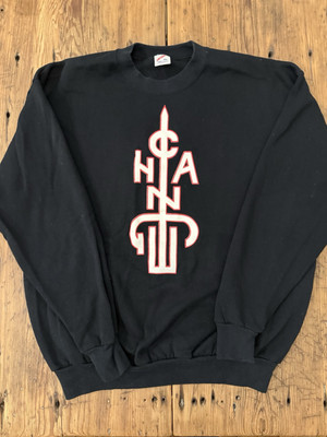 Vintage CHANGE WORLD EVENTS 80s/90s JERZEES  Sz Large Black Crewneck Made In USA