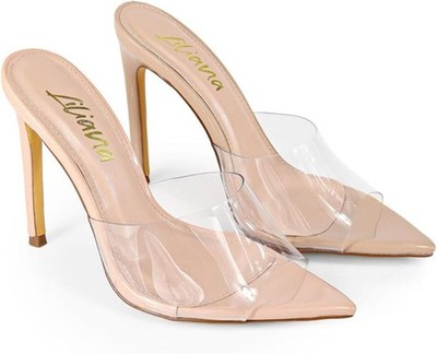 Women Clear Pointed Toe Sandals Stiletto Heels Slip on Mules Sandals Laurent-3 B