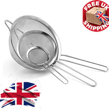 3pcs Fine Mesh Strainers Set Stainless Steel Flour Sieve Sifter Tea Egg Kitchen
