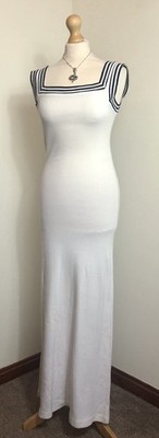 Vintage John Paul Gaultier white stretch jersey Cotton maxi dress Size Small