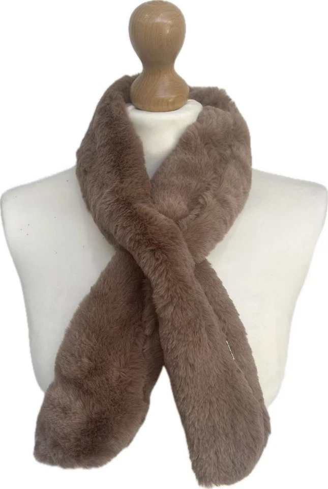 C&L Faux Fur Scarf Small size Fur Collar Super Soft Pretty Snood Shawl Wrap