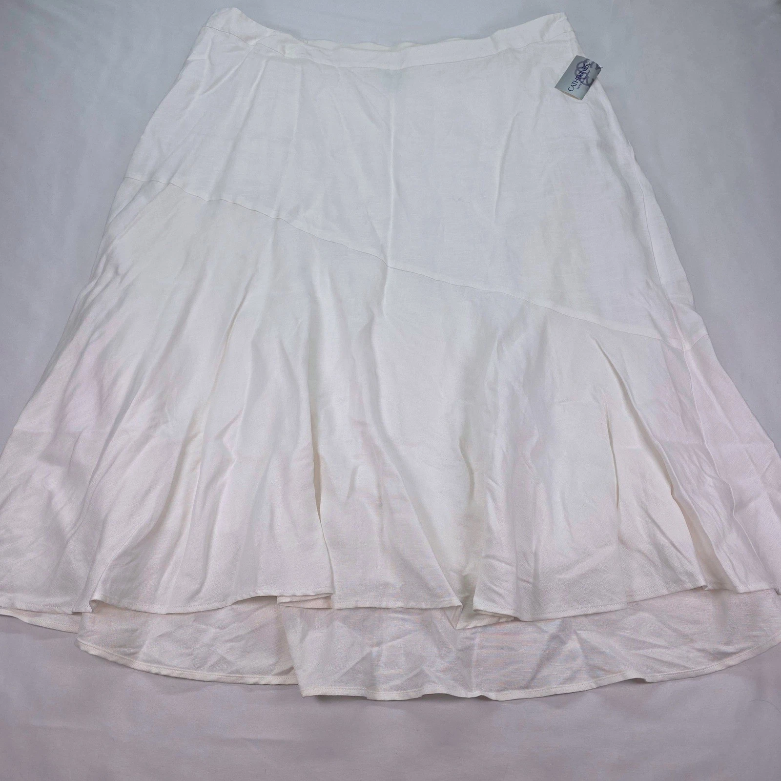 Catherines Limited Edition White Linen Blend Midi Skirt Plus Size 2X 22W 24W NWT