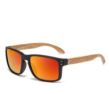 Holbrook Style Matte Black With Wood Grain And Chrome Orange Polarized Lenses