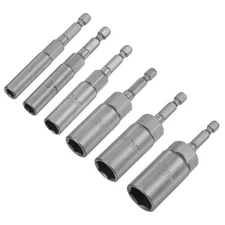 6pcs 1/4" Quick-Change Hex Shank 6-17mm Nut Driver Bit Set No-magnetic CR-V