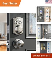 Backlit Keypad Deadbolt with Two Door Knobs and Lifetime Support - Satin Nickel