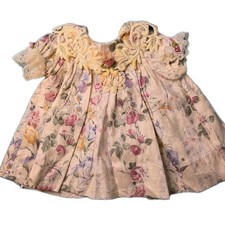 Vintage Peaches N Cream Dress For Baby Girl Size 0-3 Month, Made In USA