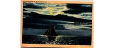 Tichnor Bros Chrome Linen Nautical Moonlight Sail Postcard 1907- Boston MA