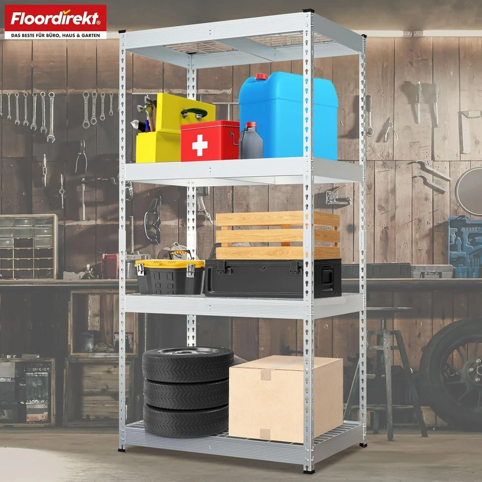 FLOORDIREKT Yukon Rivet Schwerlastregal Stahlregal mit Gitterböden 250–350 kg je Etage