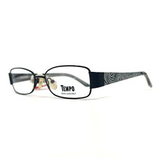 Tempo WM 0010 Bk Eyeglasses Frames Black white Rectangular Full Rim 51-16-135
