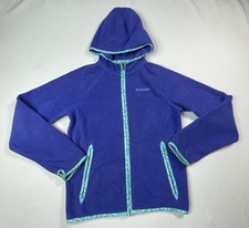 Columbia Sweater Girls Large Purple Full Zip Hoodie Outdoor Hiking Camping Youth