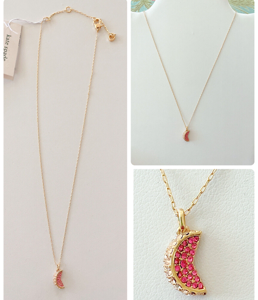Kate Spade Gold-Tone Pavé Crystal Grapefruit Mini Pendant Necklace, NWT $58
