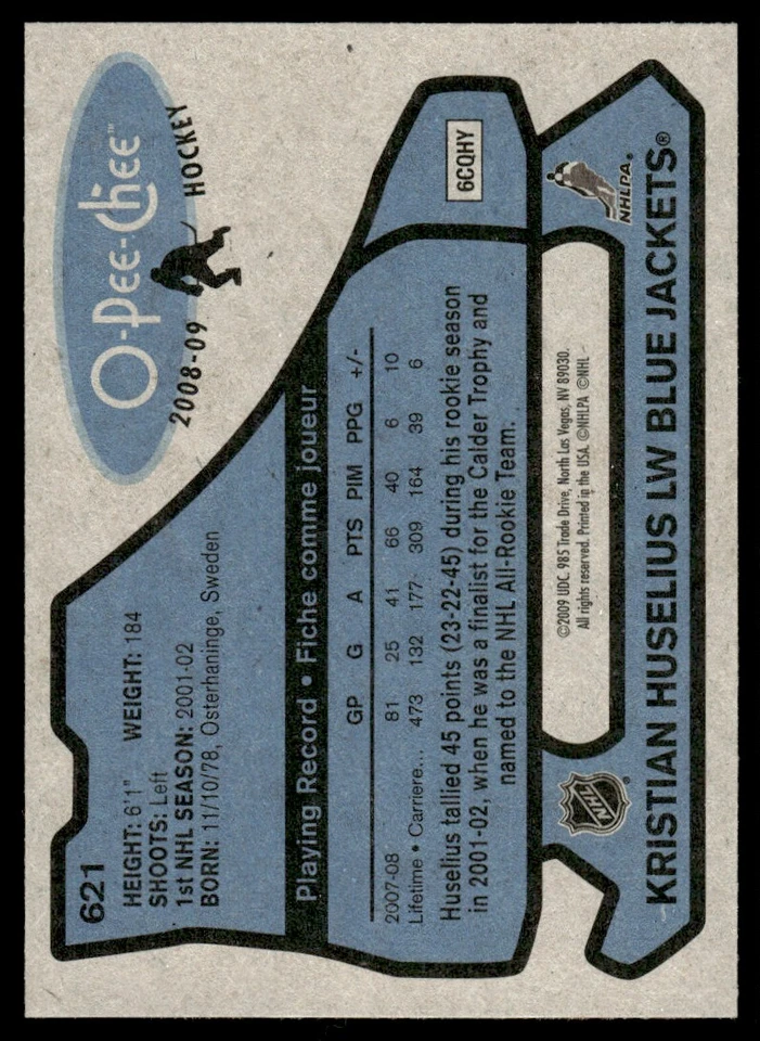 2008-09 O-Pee-Chee 1979-80 Retro Kristian Huselius Columbus Blue Jackets #621 - Image 2 of 2