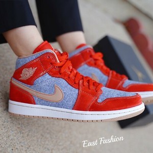 Nike Air Jordan 1 Mid SE Denim Red Cinnabar Hemp DM4352 600\u0026 GS Dm4384 600  | eBay