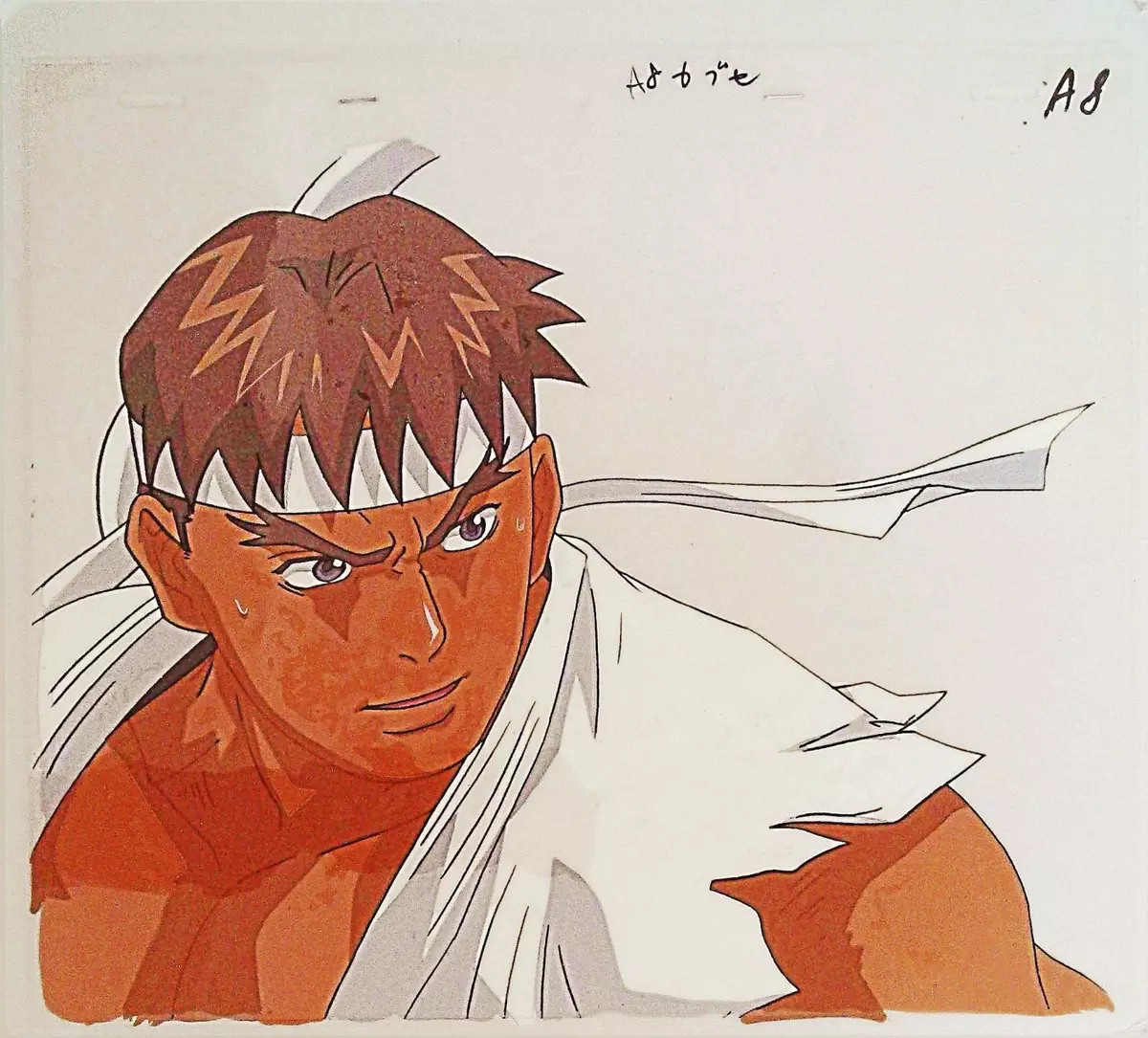 Street Fighter Zero Ryu Anime Production Cel and Animation Drawing