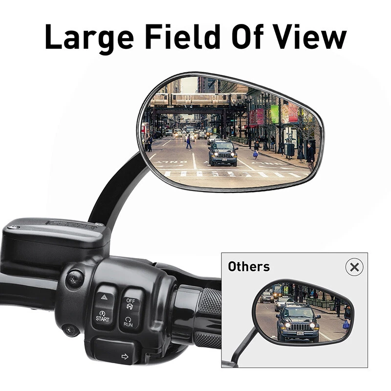 Espejos retrovisores negros aptos para Harley Touring Road Glide Heritage Softail Slim Foto 2 de 4