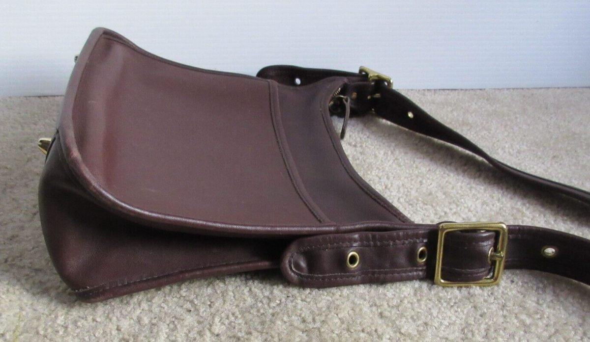 Vintage Coach #9966 Legacy Dark Brown Leather Crossbody Handbag