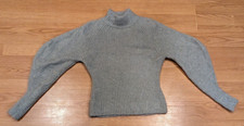 H M Mohair Wool Ribbed Mock-Neck Long-Sleeve Gray Sweater - M