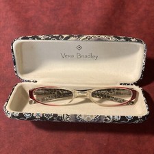 Vera Bradley Hard Clamshell Eye Glass Case Grey/Black Floral  1.25 Readers
