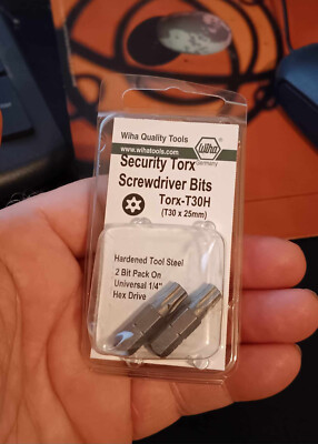 Qty 2 Wiha T30s Security Torx Bits (2 Pack) 70158 Made in Germany