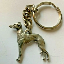 Italian Greyhound PEWTER Dog 3D Keychain Key Chain Ring Fob GG Harris IG