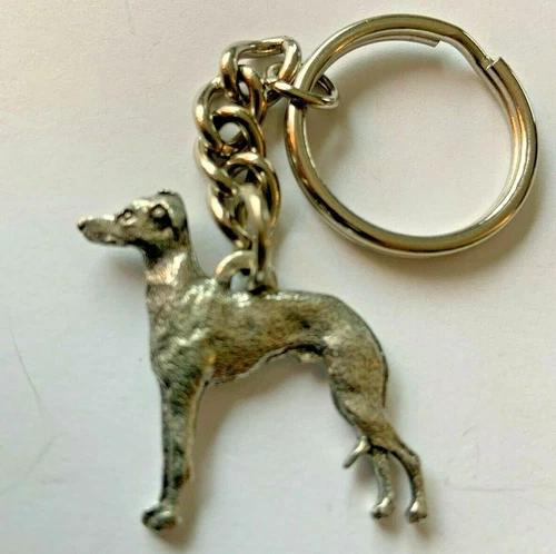 Italian Greyhound PEWTER Dog 3D Keychain Key Chain Ring Fob GG Harris IG