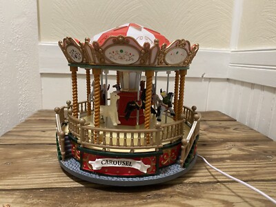 Carousel Horse Full Size Vintage Christmas Lights Up Plays Music. Please Read