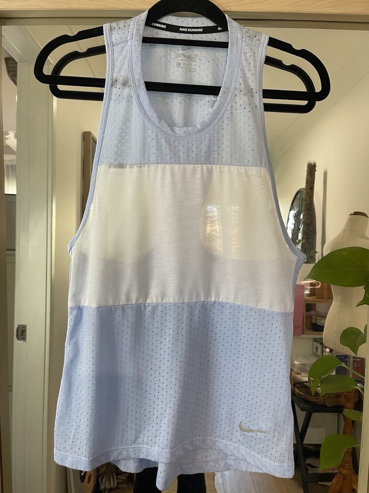 NIKE Tank Top Size XS ~ Baby Blue and White Workout Activewear
