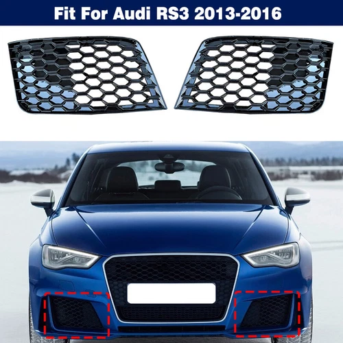 1 par de cubiertas antiniebla ABS negro brillante para Audi RS3 13-16 parachoques delantero rejilla - Imagen 9 de 9